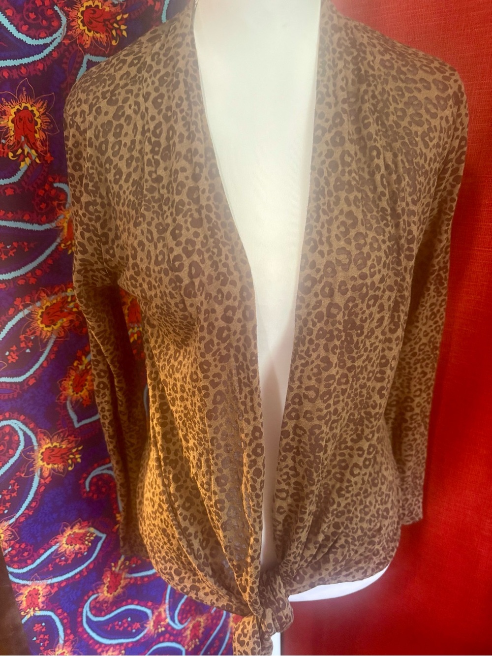 Leopard Print Long Sleeve wrap - Brown